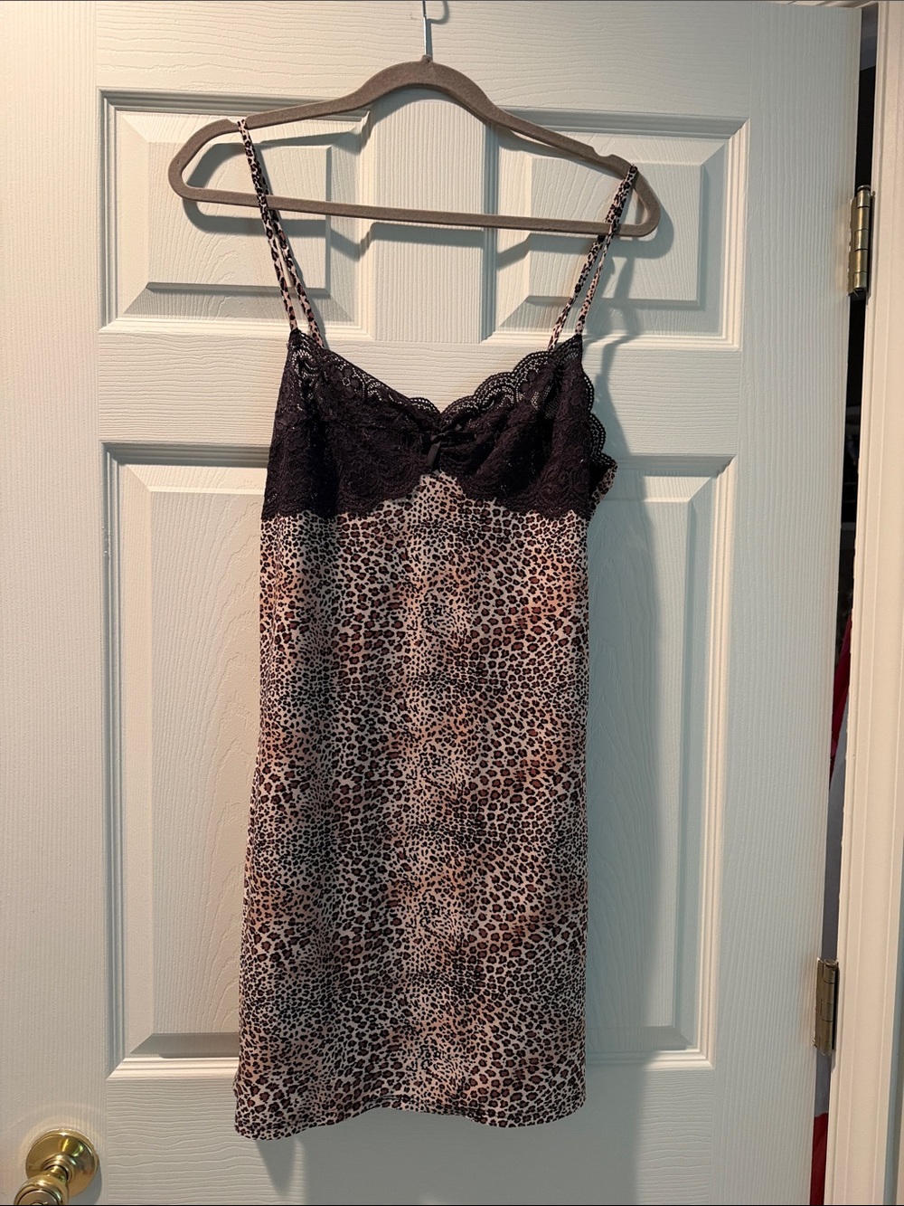 Leopard Print Lace-Trim Chemise - Black & Brown